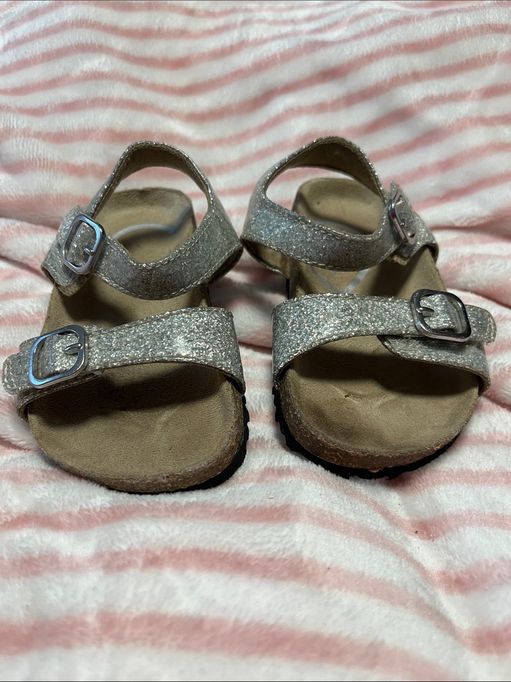 Stride Rite Sparkle Silver Double Buckle Sandals
